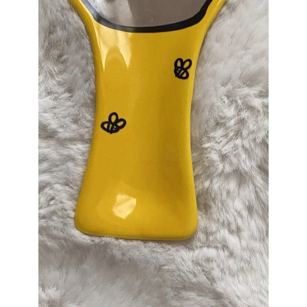 Disney‎ Winnie The Pooh Hunny Honey Pot Bees Spoon Rest Ceramic Yellow NEW